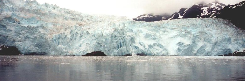 Close to the face of the glacier.